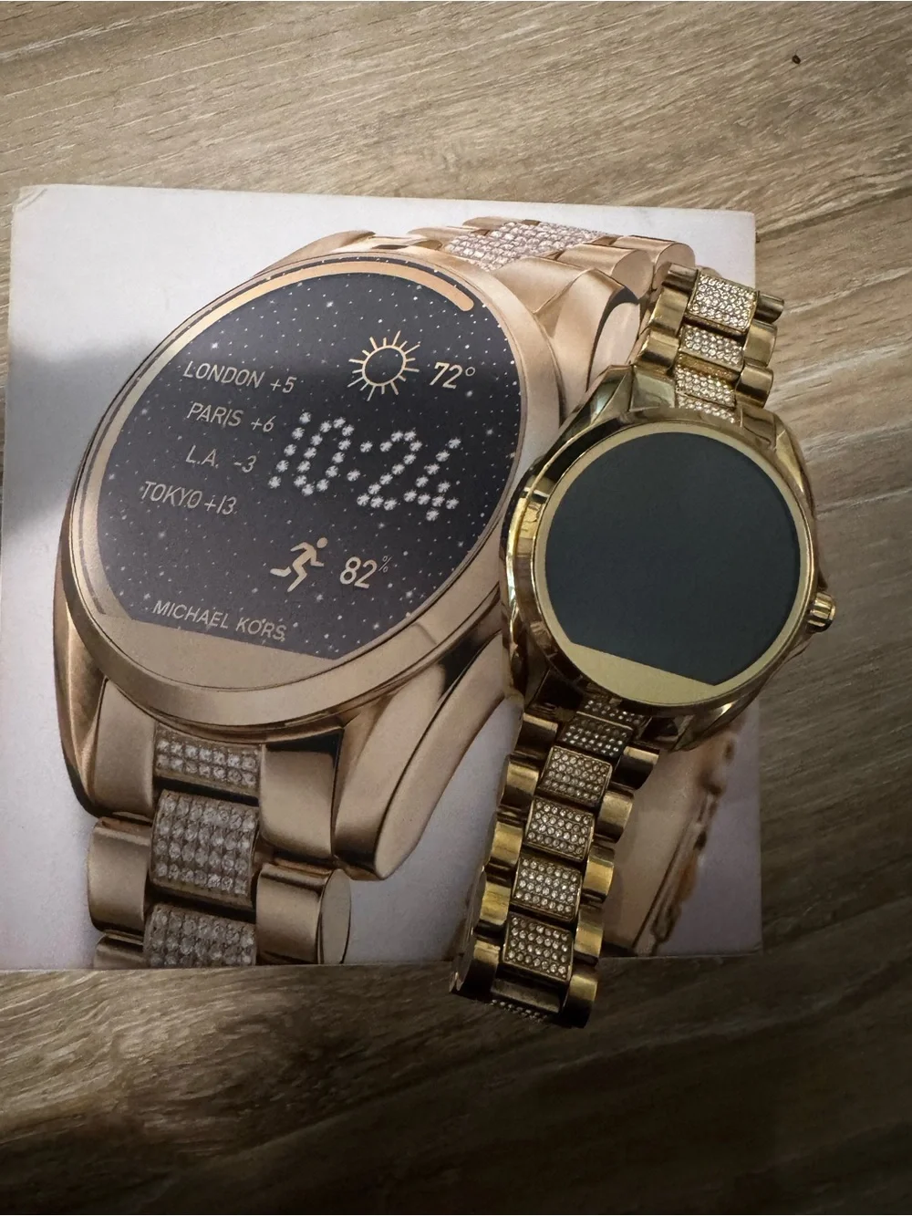 Michael Kors Gold Tone Crystal Link Smartwatch